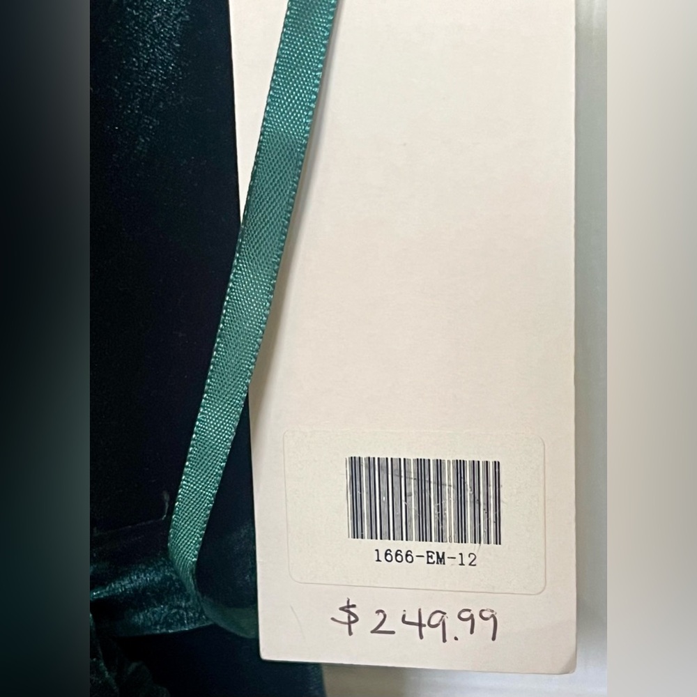 NWT Elegant ALLURE BRIDESMAIDS Green Velvet Dress SZ 12 V-neck built in bra - Picture 8 of 11